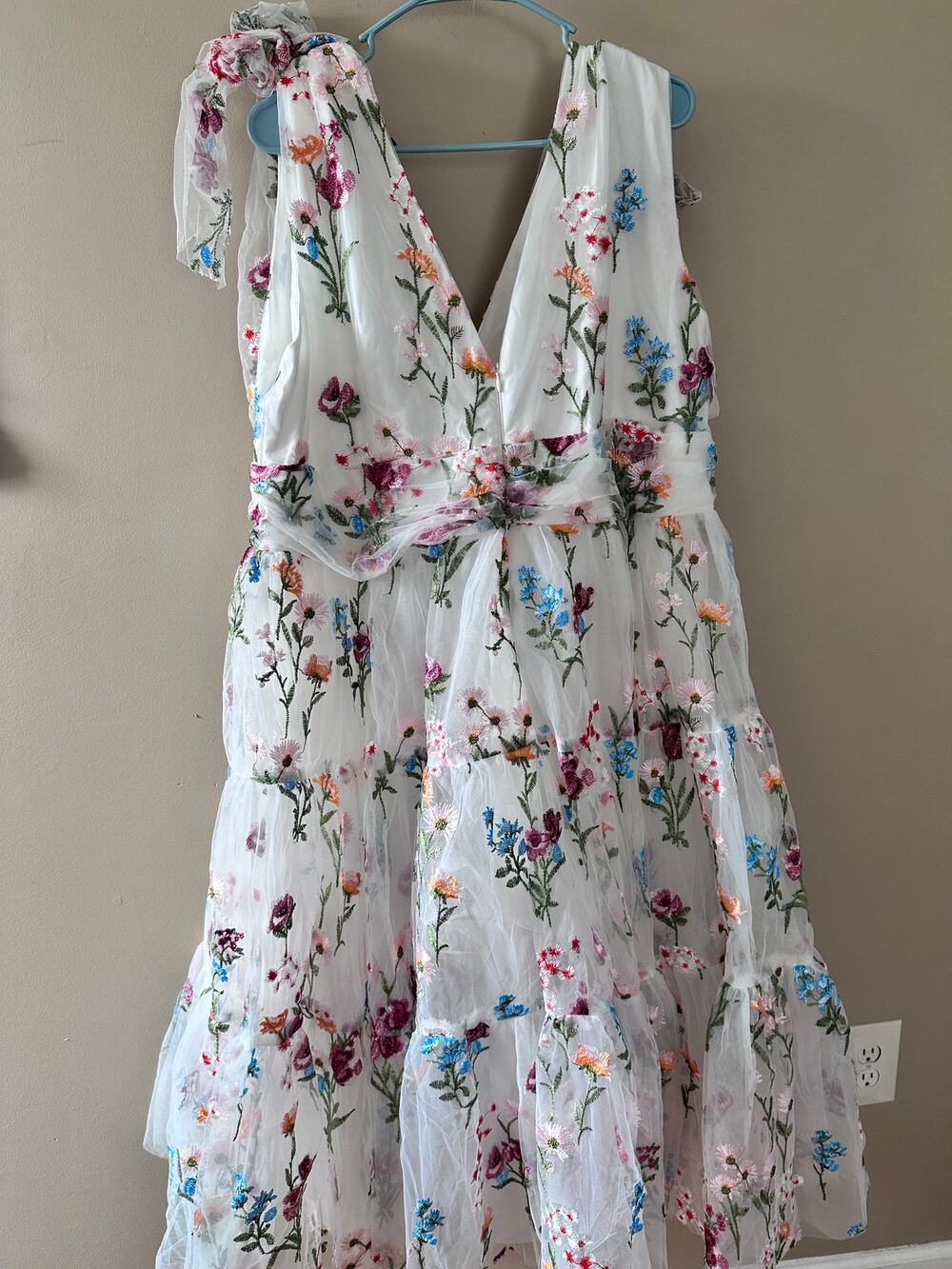 Jessakae Floral Margaret Midi White Formal Dress New 2X